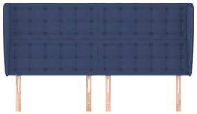 Cabeceira de cama c/ abas tecido 203x23x118/128 cm azul