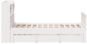 Cama com estante sem colchão 135x190 cm pinho maciço branco