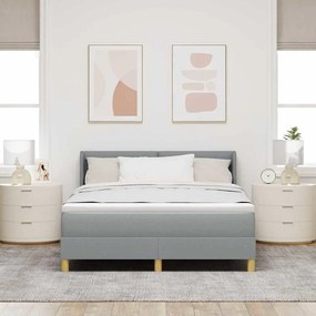 Cama Box com Colchão Cinza Claro, 140 x 200cm, Tecido