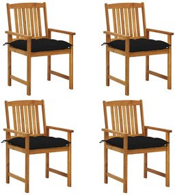 vidaXL Cadeiras de jardim c/ almofadões 4 pcs madeira de acácia maciça