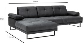 Sofá de Canto Mustang – Antracite – 174 x 314 cm