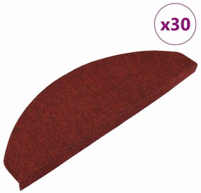 Tapetes de escada adesivos 30 pcs 65x22,5x3,5 cm vermelho