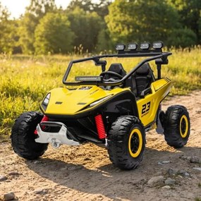 Buggy elétrico para Crianças 24V, 4x200W, 2 lugares TURBO 23, Rodas Espuma EVA, Assento Couro ecológico Amarelo