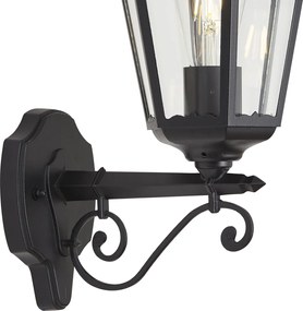 Candeeiro de parede clássico preto com cobre IP44 - Havana
