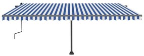 Toldo retrátil manual com LED 500x300 cm azul e branco