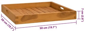 Bandeja de servir 50x50 cm madeira de teca maciça