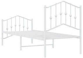 Estrutura de cama com cabeceira e pés 75x190 cm metal branco