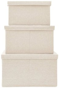 Conjunto caixas de arrumação empilháveis 3 pcs tecido cor creme