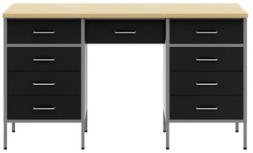 Conjunto de armário e mesa de trabalho em 3 peças vidaXL preto em made