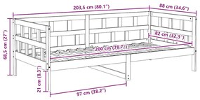 Sofá-cama sem colchão 80x200 cm madeira de pinho castanho cera