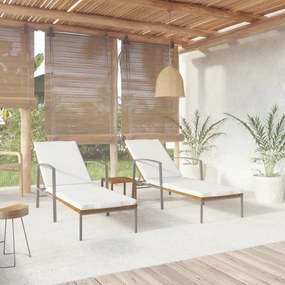vidaXL Espreguiçadeiras com mesa 2 pcs vime PE castanho