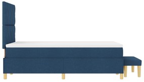 Cama Box com Colchão e Banco Azul 120x190 cm Tecido