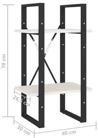 Estante com 2 prateleiras 40x30x70 cm pinho maciço branco