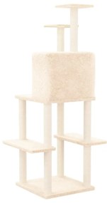 Árvore p/ gatos c/ postes arranhadores sisal 144,5 cm cor creme