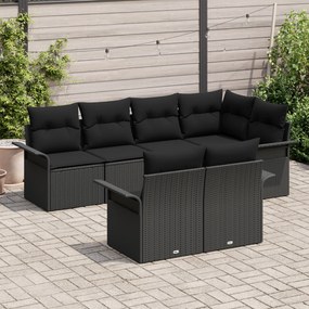 Conjunto de Sofá de Jardim vidaXL com Almofadas Preto Rattan Sintético