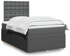 Cama com molas/colchão 120x200 cm tecido cinzento-escuro