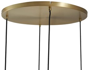 Candeeiro suspenso bronze com vidro fumado âmbar e verde redondo 4 luzes - Bao
