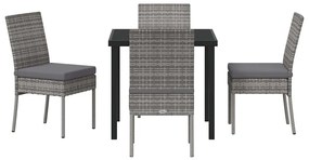 Conjunto de Jantar para Jardim com 5 Peças em Rattan Sintético Cinza