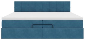 Estrutura de cama otomana com colchão 200x200 cm azul escuro