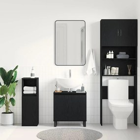 Gabinete de Lavabo vidaXL Preto Carvalho 58x33x60 cm Madeira Engenhari