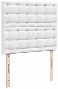 Cama box spring c/colchão/LED 120x190cm couro artificial branco