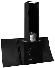 Exaustor de parede 90 cm aço e vidro temperado preto