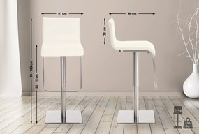 Banco de bar Limon em couro sintético 39 x 80-103 x 46 cm Creme