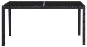 7 pcs conjunto de jantar para exterior vime PE preto