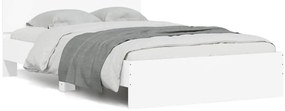 Estrutura de cama com cabeceira e luzes LED 140x200 cm branco