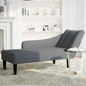 Chaise Lounge com apoio de braço direito veludo cinzento escuro