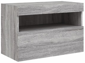 Móvel de parede p/ TV c/ luzes LED 60x30x40 cm cinzento sonoma