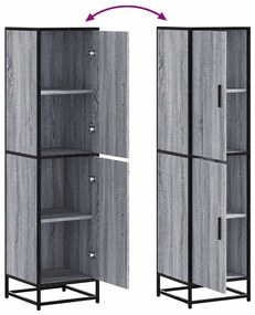 Armário alto 35,5x35x139 cm madeira e metal cinza sonoma