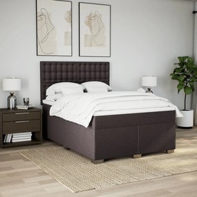 Cama com molas/colchão 140x200 cm tecido castanho-escuro