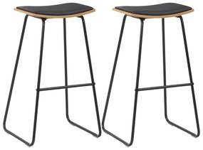 vidaXL Bancos de bar 2 pcs couro artificial preto