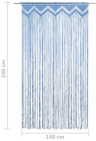Cortina macramé 140x240 cm algodão azul