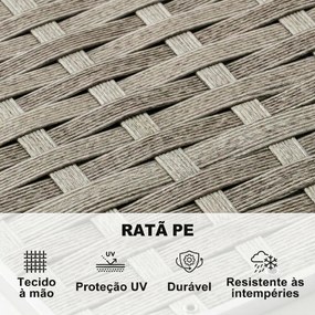 Conjunto de Jardim em Vime de 3 Peças com Sofás Modulares de 3 e 2 Lugares Mesa Lateral e Mesa de Centro Cinzento