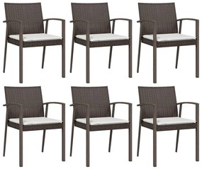 7 pcs conjunto de jantar p/ jardim c/ almofadões vime PE e aço
