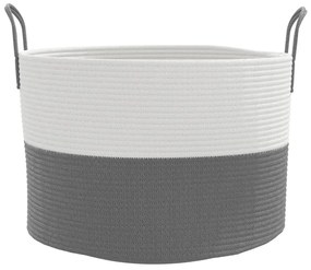 Cesto de arrumação Ø51x33 cm algodão cinzento e branco