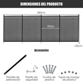 Conjunto de 3 Barreiras de Segurança para Piscina da Teslin Dimensões cada barreira 360 x 125 cm– Proteção para Varandas, Barreira Ocultante, Proteção