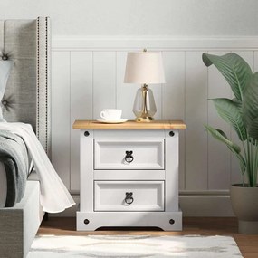 vidaXL Mesa-de-cabeceira com gaveta Branco 53 x 39 x 47 cm