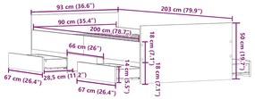 Estrutura de cama sem colchão 90x200cm derivados de madeira