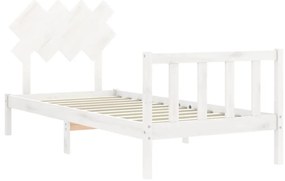 Cama sem colchão 90x200 cm madeira de pinho maciça branco
