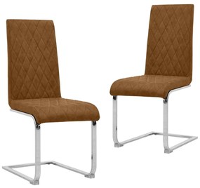 vidaXL Cadeiras de jantar cantilever 2pcs couro artif. castanho-escuro