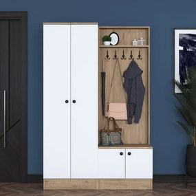 Cabide Hall Stand P6 – Nogueira e Branco – 119,6 x 182,8 x 37,5 cm
