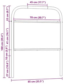 Cabeceira de cama 80 cm derivados madeira/aço carvalho fumado