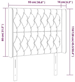 Cabeceira de cama c/ LED tecido 93x16x118/128 cm cinza-escuro