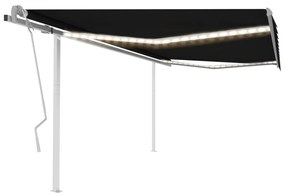 Toldo retrátil manual com luzes LED 4,5x3,5 m antracite