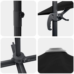 Guarda-Sol Cantilever Roma Preto 352x251x260 cm em Alumínio