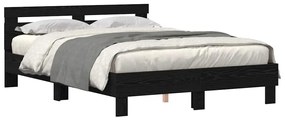 Estrutura de Cama Preta Carvalho Preto Madeira 140 x 190 cm