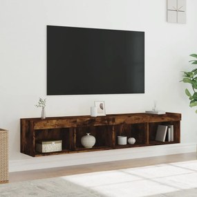Móveis de TV com luzes LED 2 pcs 80x30x30 cm carvalho fumado